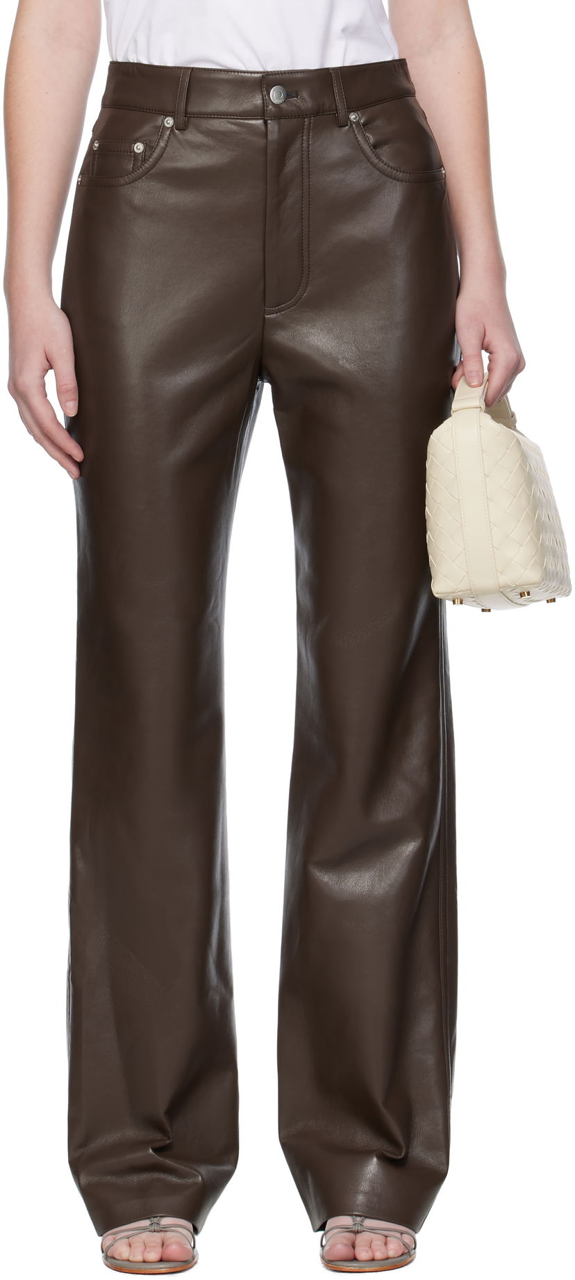 Панталони Nanushka Nanushka Seldes Regenerated Leather Trousers Кафяво | NW25PFPA15278