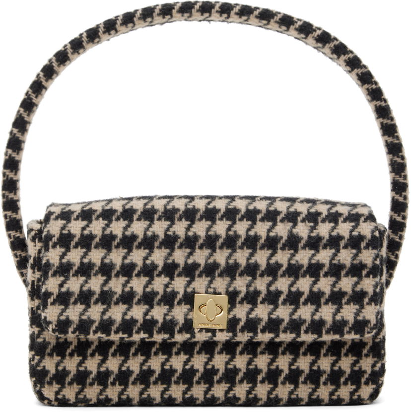 Дамска чанта Anine Bing Houndstooth Pattern Shoulder Bag Черно | A-13-0112-131