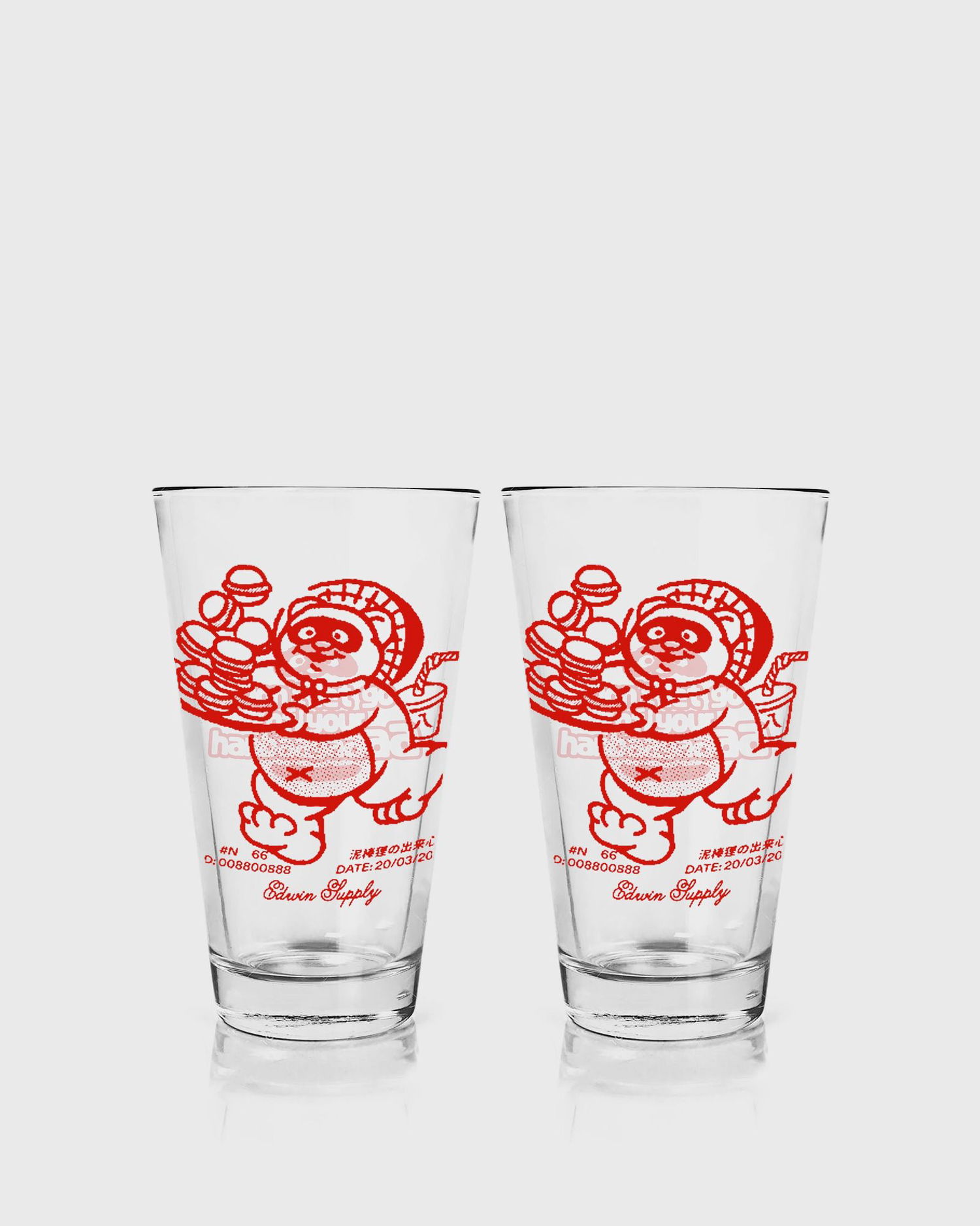 Домашен декор EDWIN Edwin Supply Tanuki Graphic Cola Glasses - Pack of 2 Червено | I035937-H400, 1