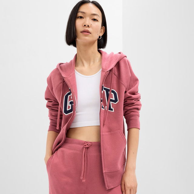 Fullzip Logo Hoodie Dry Rose