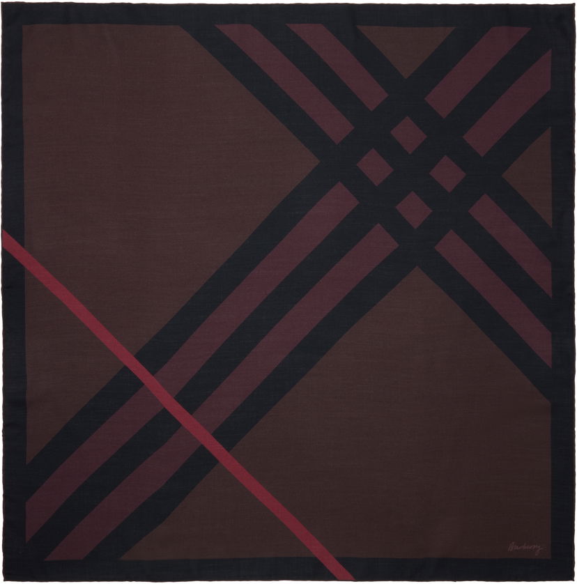 Шал Burberry Burberry Check Cashmere Silk Scarf Кафяво | 8116717