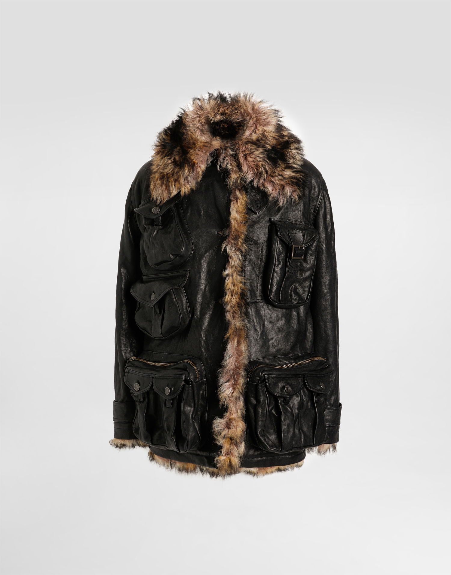 Яке Dolce & Gabbana Dolce & Gabbana Lambskin Multi-Pocket Fur Trim Jacket Черно | F9T59LHULYGN0000, 0