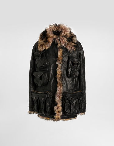 Яке Dolce & Gabbana Dolce & Gabbana Lambskin Multi-Pocket Fur Trim Jacket Черно | F9T59LHULYGN0000, 0