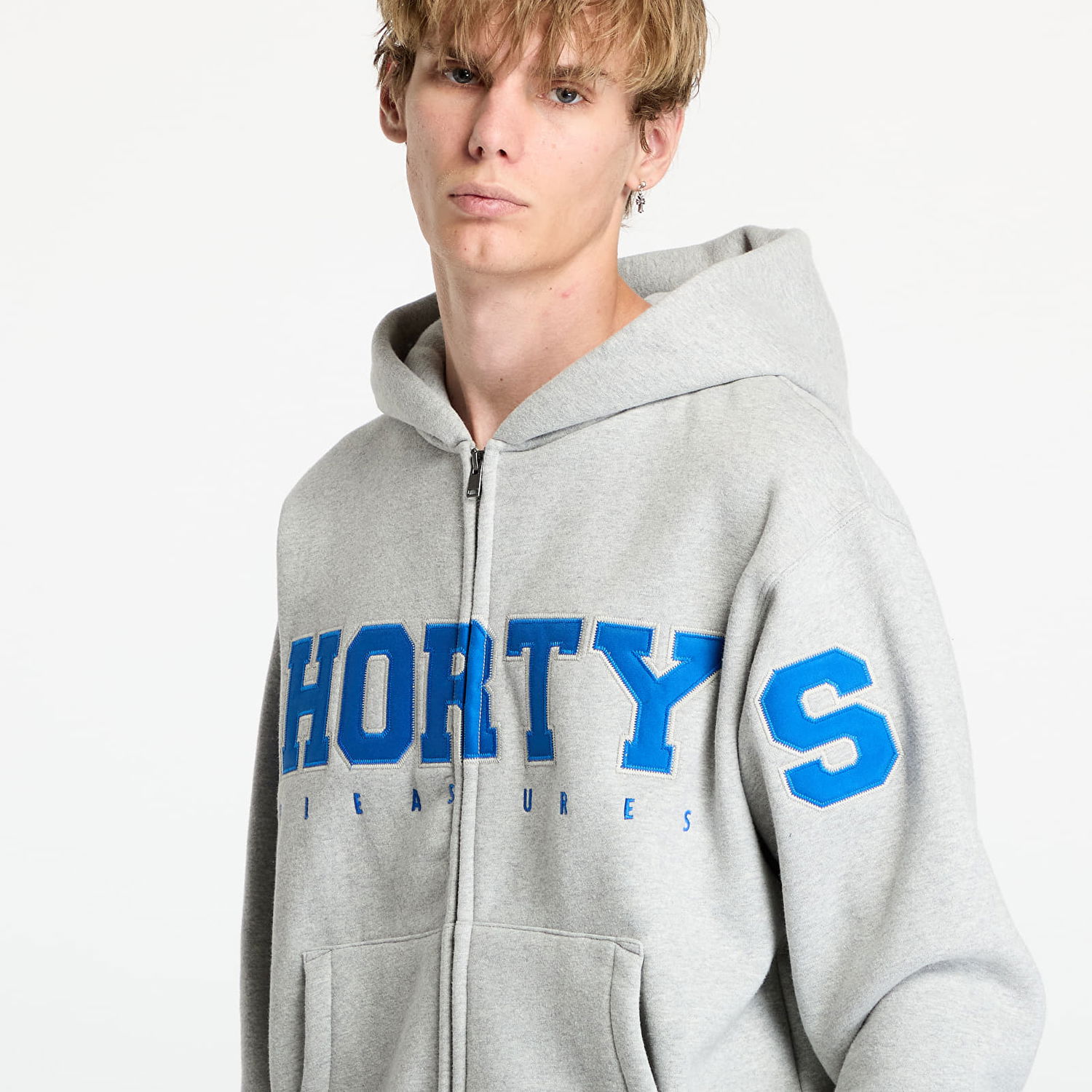 Суитчър Pleasures Wave Zip Hoodie Heather Grey Сиво | P24F017 GREY, 1