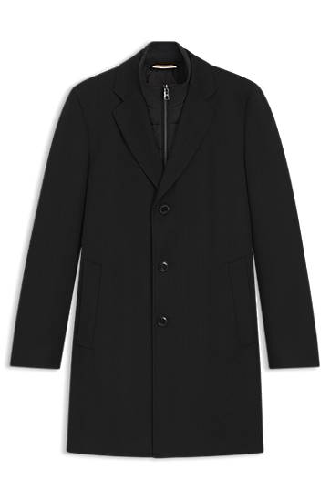 Палта BOSS Slim Fit Water-Repellent Coat with Detachable Bib Черно | 50551117, 0