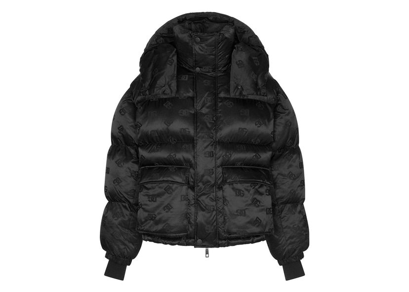 Пухо яке Dolce & Gabbana DG Jacquard Down Puffer Jacket Black/Black Черно | G9YV8TFJSB7