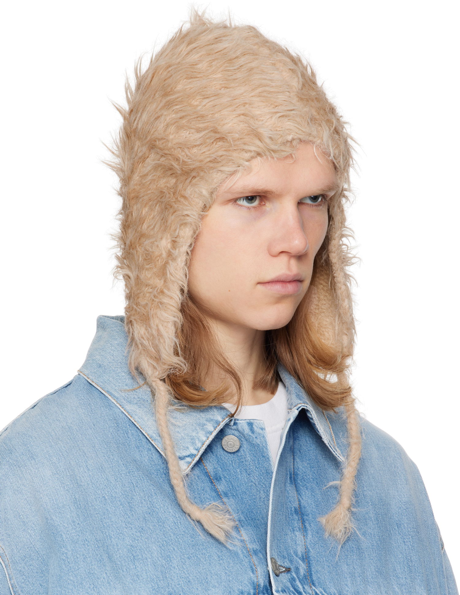 Шапка Acne Studios Acne Studios Fluffy Beanie Бежово | C40395-, 1