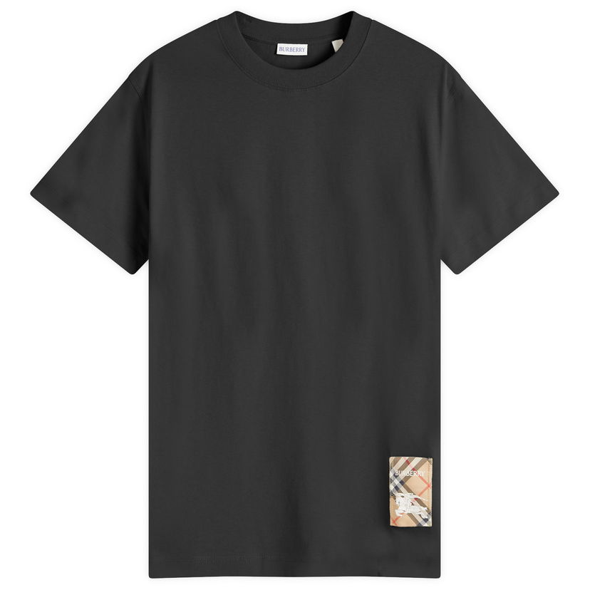 Тениска Burberry Check Label T-Shirt Черно | 8104889-A1189