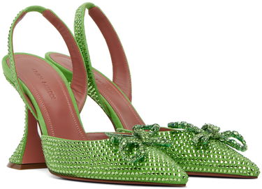 Кецове и обувки Amina Muaddi Amina Muaddi Rosie Crystal Slingback Heels Зелено | ROSIE CRYSTAL CL SUEDE, 3