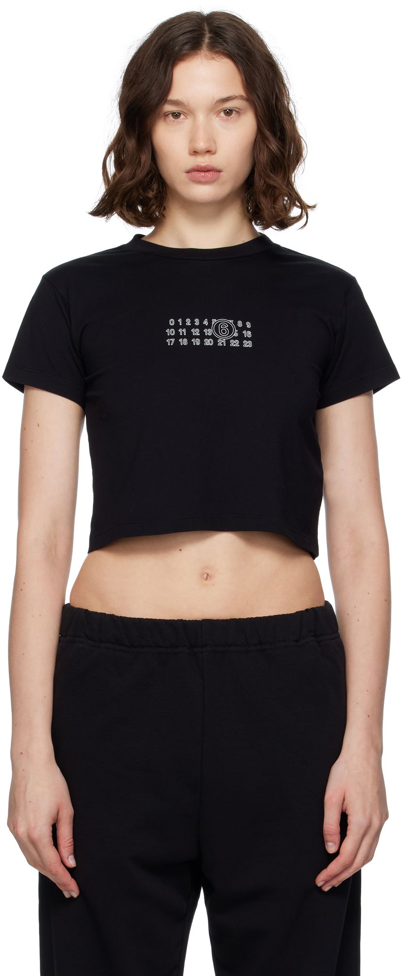 Съкратен топ Maison Margiela MM6 Maison Margiela Cropped T-Shirt Черно | S52GC0352 S24312