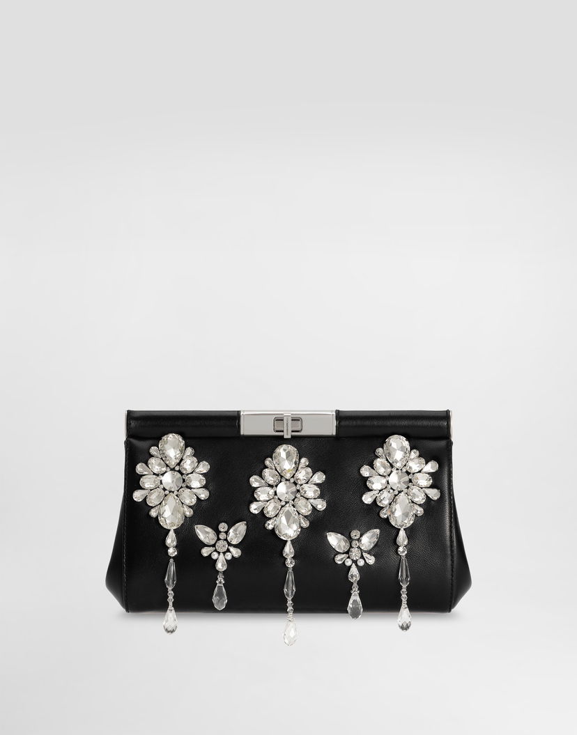 Дамска чанта Dolce & Gabbana Dolce & Gabbana Marlene Crystal Embroidered Clutch Черно | BB7620AX07380999