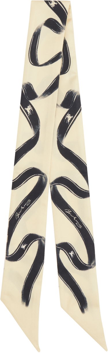 Шал Burberry Skinny Ribbon Silk Scarf Бежово | 8103806, 0
