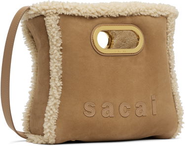 Голяма пазарска чанта sacai Shearling Small Shopper Bag Кафяво | S156-01, 2