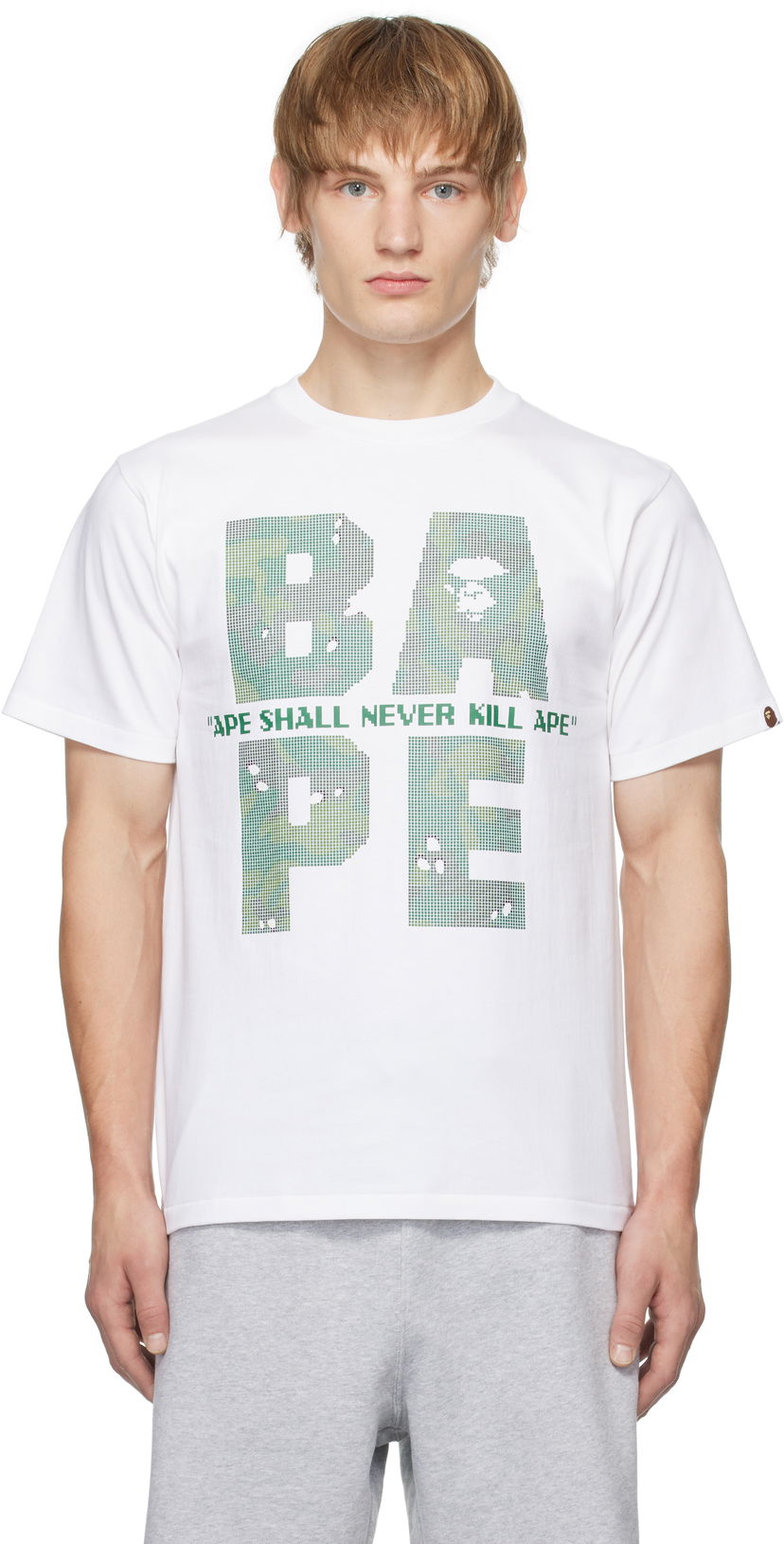 Тениска BAPE Bitmap Logo Graphic T-Shirt Бяло | 001TEK801041M