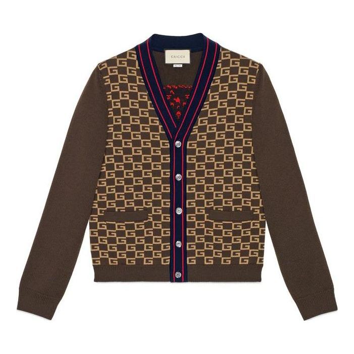 Пуловер Gucci Square G Tiger Knit Cardigan Кафяво | 522543-X9U22-2097, 0