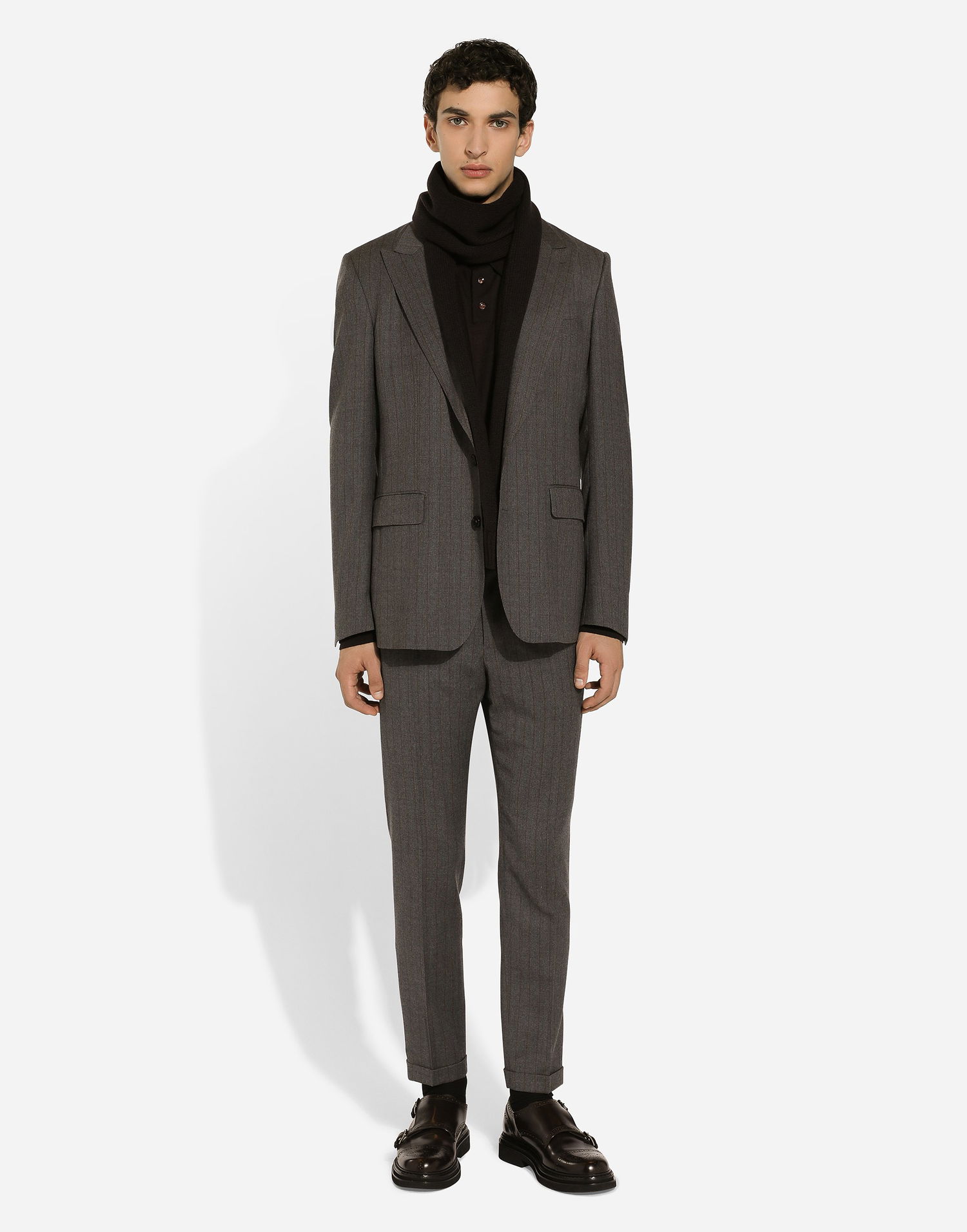 Яке Dolce & Gabbana Dolce & Gabbana Single-Breasted Pinstripe Flannel Jacket Сиво | G2TV4TFRBDFS8051, 1