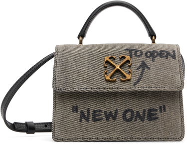 Дамска чанта Off-White Jitney Baby Quote Denim Bag with Crossed Arrows Hardware Сиво | OWNP063F25DEN0011110, 0