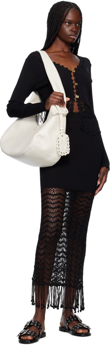 Чанта през рамо GANNI GANNI Medium Hobo Bag Бяло | A6838, 3