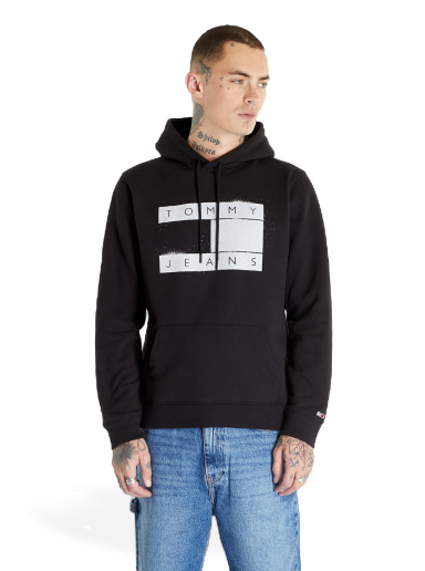 Tommy Jeans Regular Flag Spray Hoodie Black