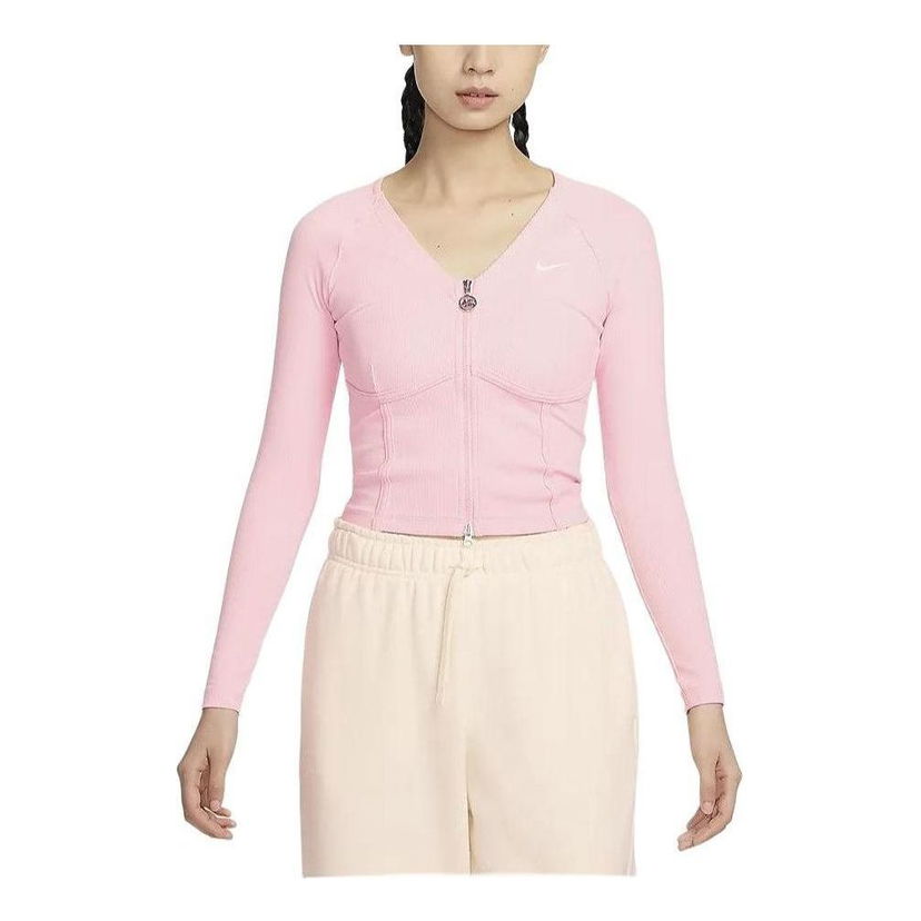 Съкратен топ Nike Sportswear V-Day Long-Sleeve Full-Zip Top Розово | HF1133-631
