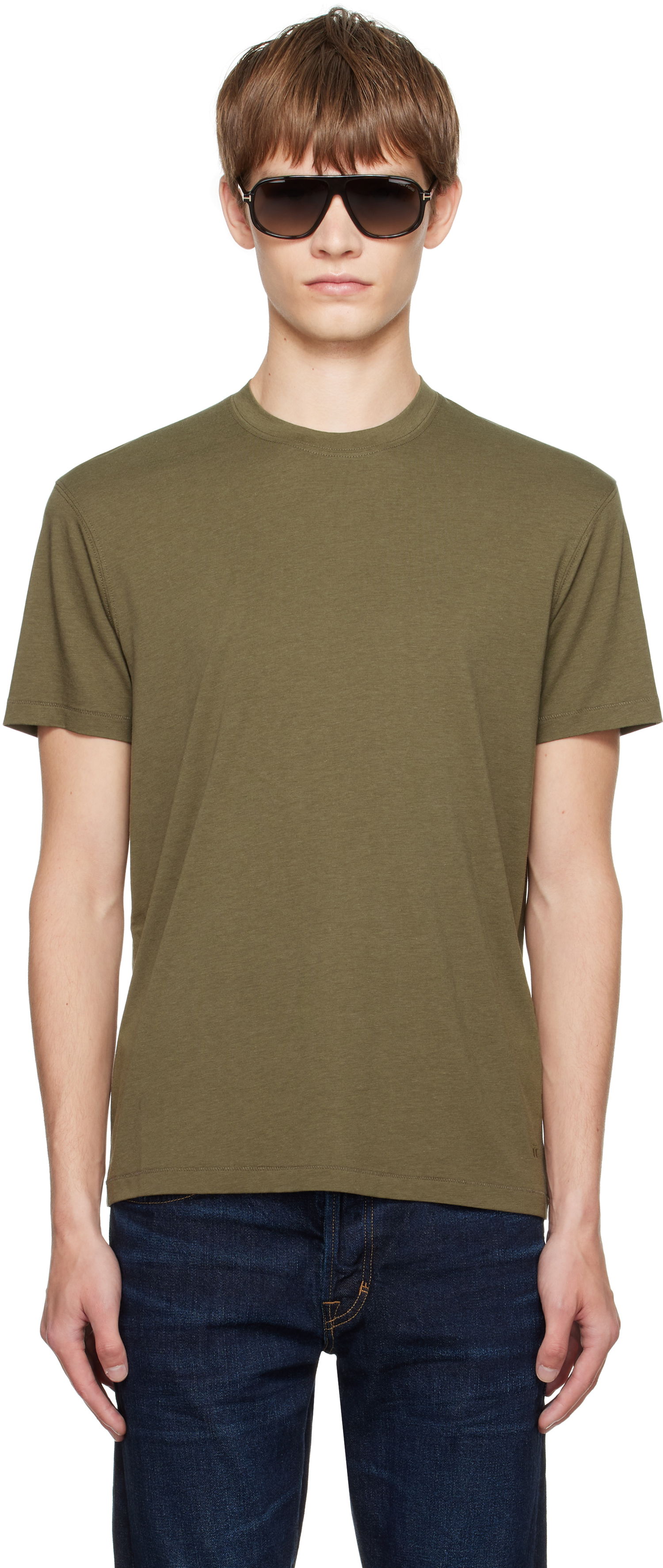 Тениска Tom Ford TOM FORD Lyocell Cotton Crewneck T-shirt Зелено | JCS004-JMT012, 0