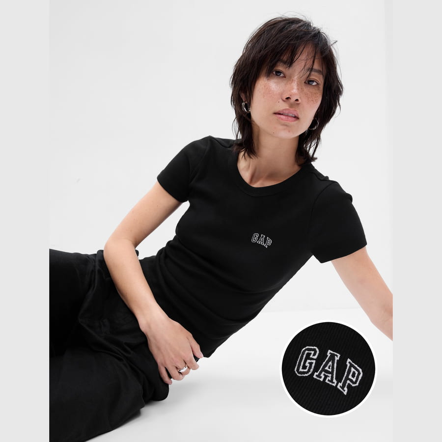 Тениска GAP Rib Baby Tee Черно | 635864-05, 0
