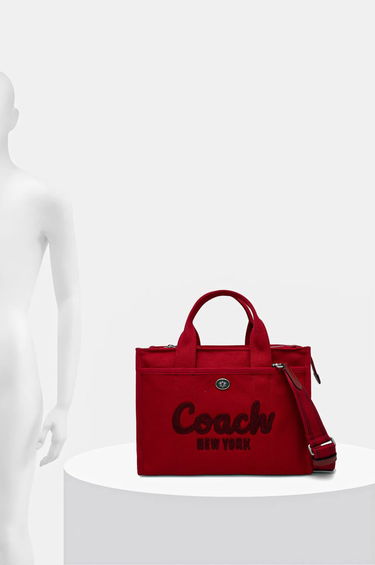 Голяма пазарска чанта Coach Red Canvas Tote Bag Бургунди | CP158, 6
