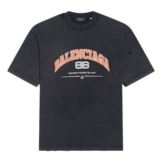 Тениска Balenciaga Maison T-Shirt Черно | 612966TLVJ11074