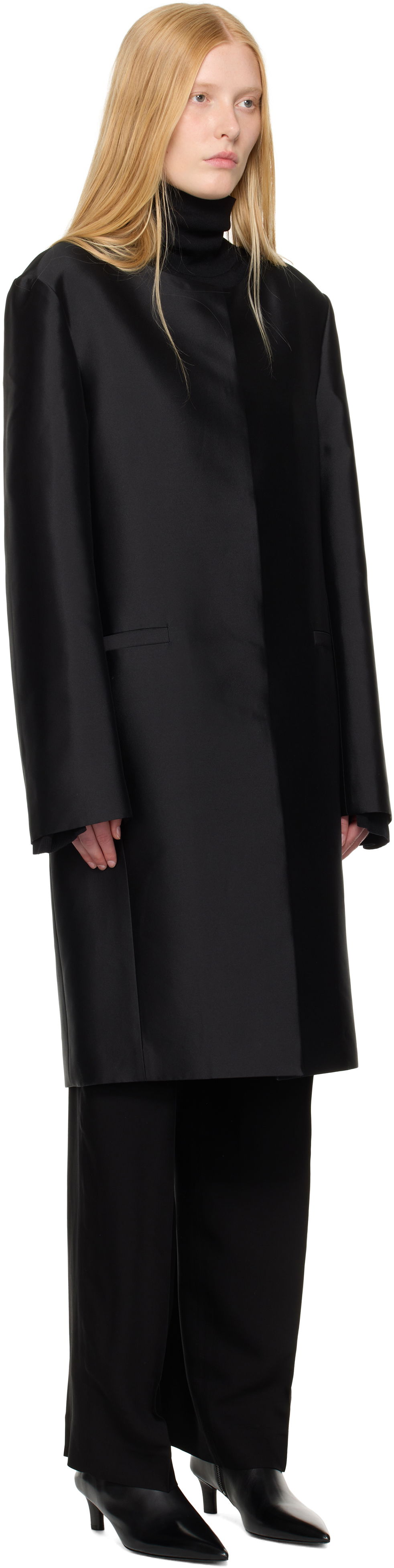 Палта TOTEME TOTEME Collarless Coat Черно | 253-WRO0213-FB0429, 1