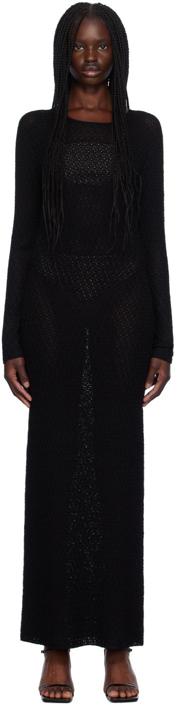 Pокля TOTEME TOTEME Long-Sleeve Maxi Dress Черно | 243-WRD0130-YA0040, 0