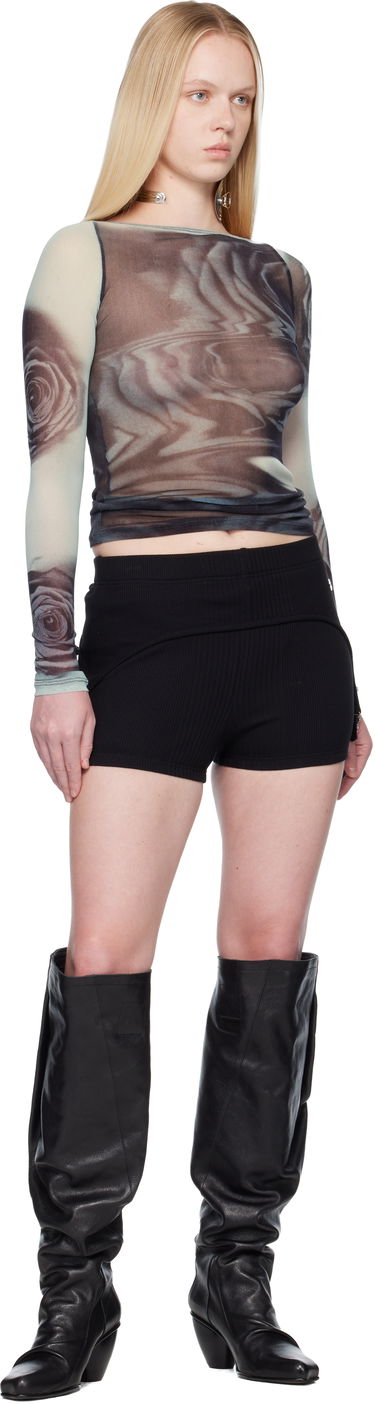 Къси панталони Jean Paul Gaultier 'The Garter Mini' Ribbed Mini Shorts Черно | 25/04-W-TR038-J014-00, 3