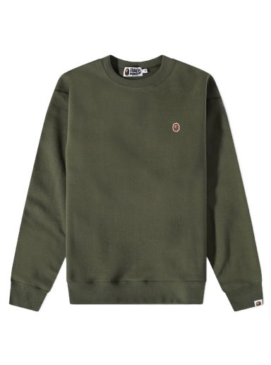 Суитчър BAPE Head One Point Relaxed Fit Crew Sweat Olive Drab Зелено | 001SWJ301015M-OD