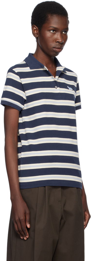 Поло тениска MAISON KITSUNÉ Kitsuné Baby Fox Patch Stripe Polo Тъмно синьо | OW00205KJ7010, 1