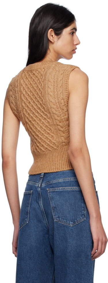 Пуловер rag & bone Elizabeth Cable Knit Vest Кафяво | WAS22HS031SM31, 2