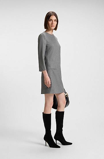 Pокля BOSS Flannel Dress with Welt Pockets Сиво | 50555416, 1
