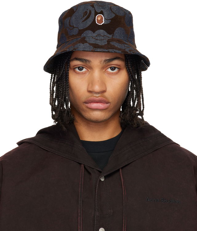 Camo Flocked One Point Denim Bucket Hat