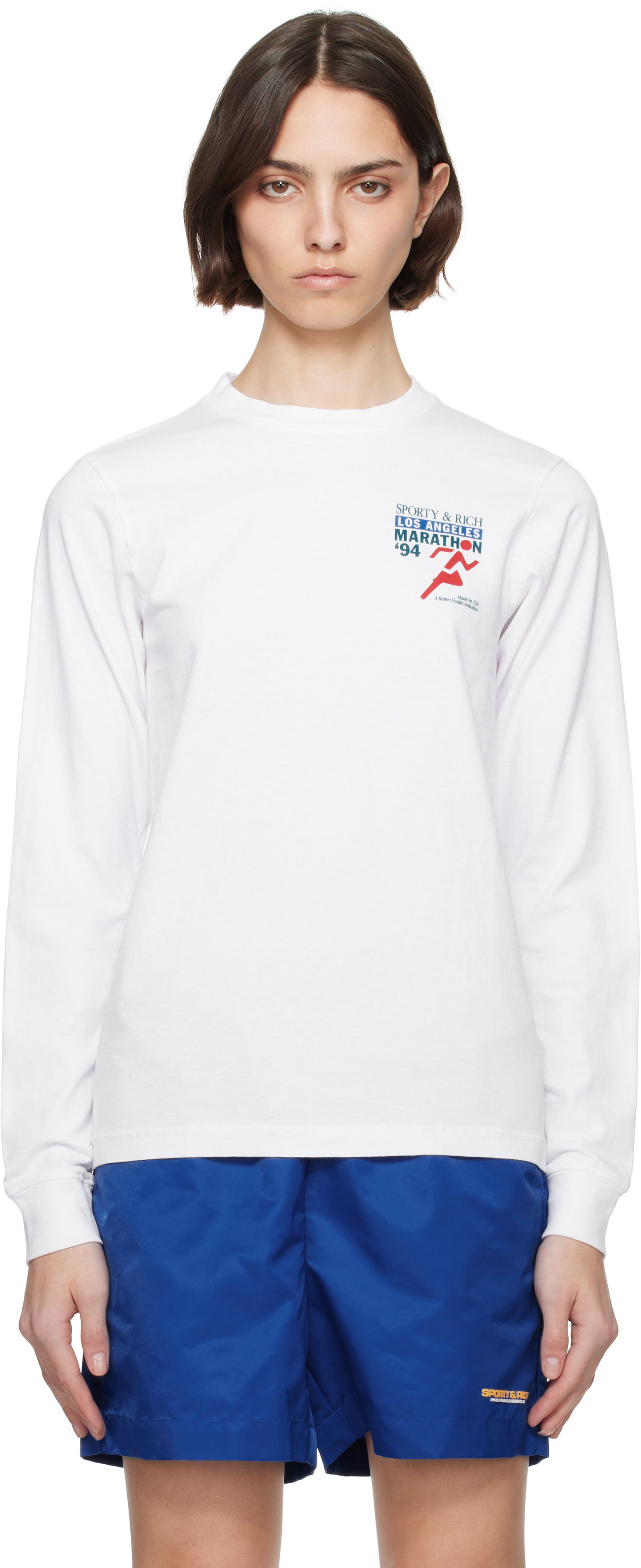Тениска Sporty & Rich Sporty & Rich 'LA Marathon' Long Sleeve T-Shirt Бяло | TO059622171WH01, 0