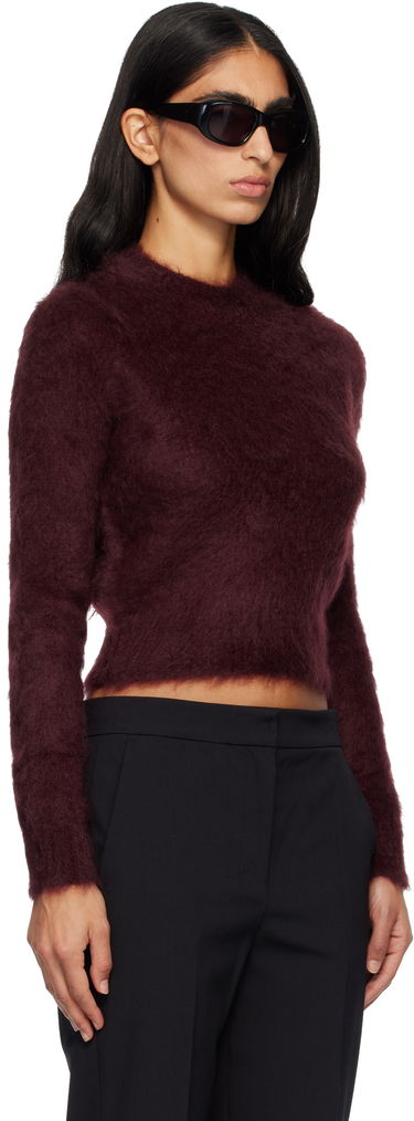 Пуловер Max Mara Max Mara Adatti Fuzzy Cropped Mock-Neck Sweater Бургунди | 2521366263600, 1