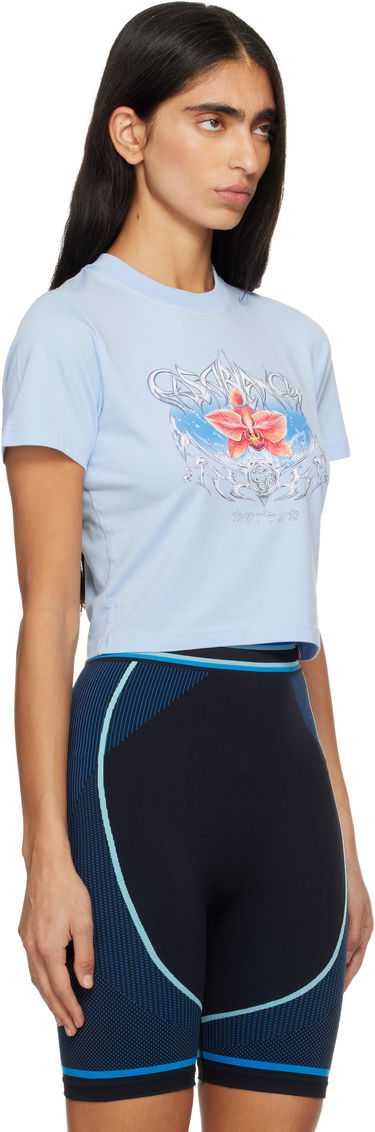 Съкратен топ Casablanca Casablanca Blades Cropped Short Sleeve T-shirt Синьо | W-AW25-JTS-009-03, 1