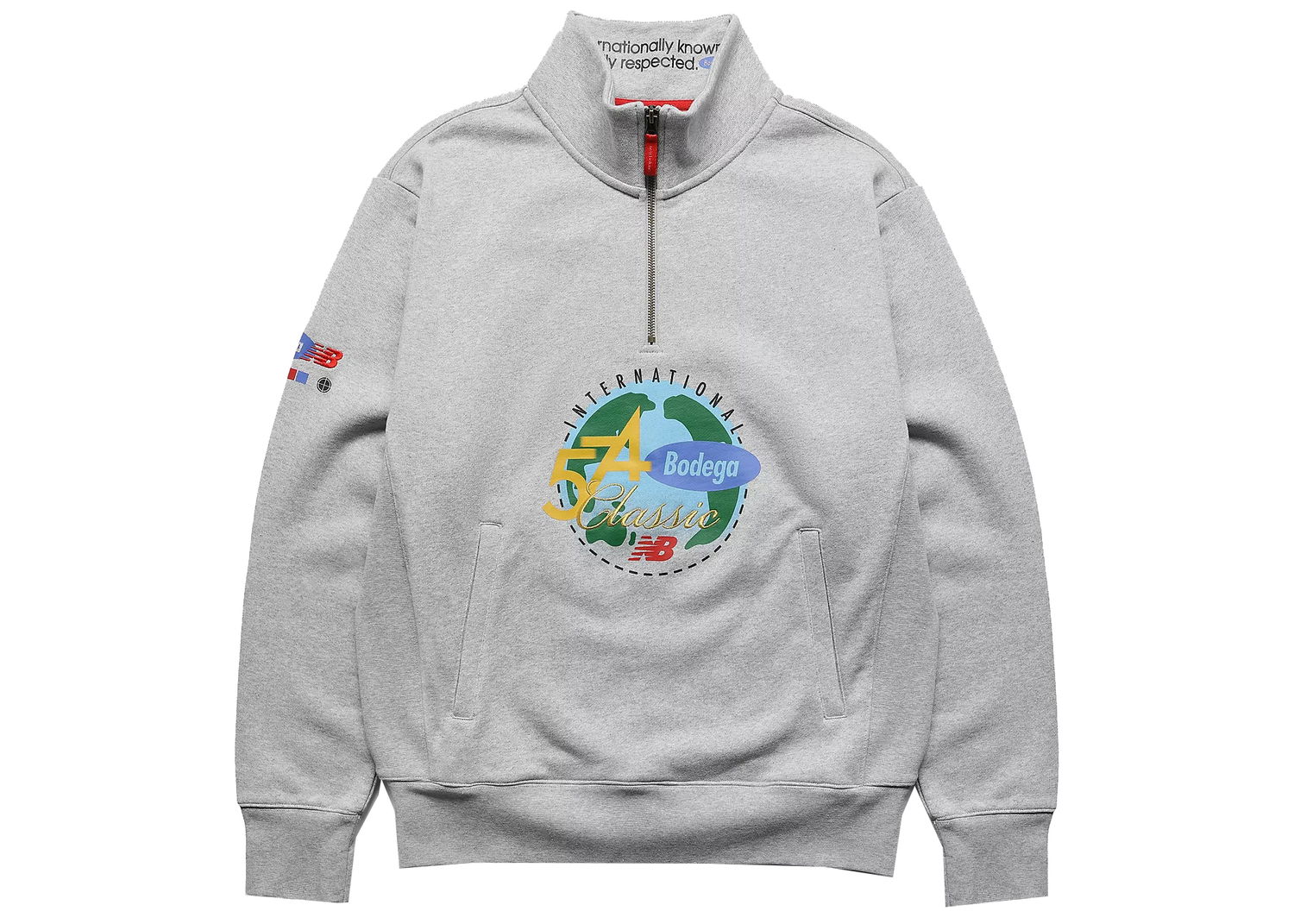 Суитчър New Balance x Bodega Quarter Zip Sweatshirt Сиво | MT13540AG, 0