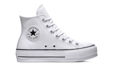 Кецове и обувки Converse Chuck Taylor All Star Platform Leather High-Top Бяло | 561676C, 5