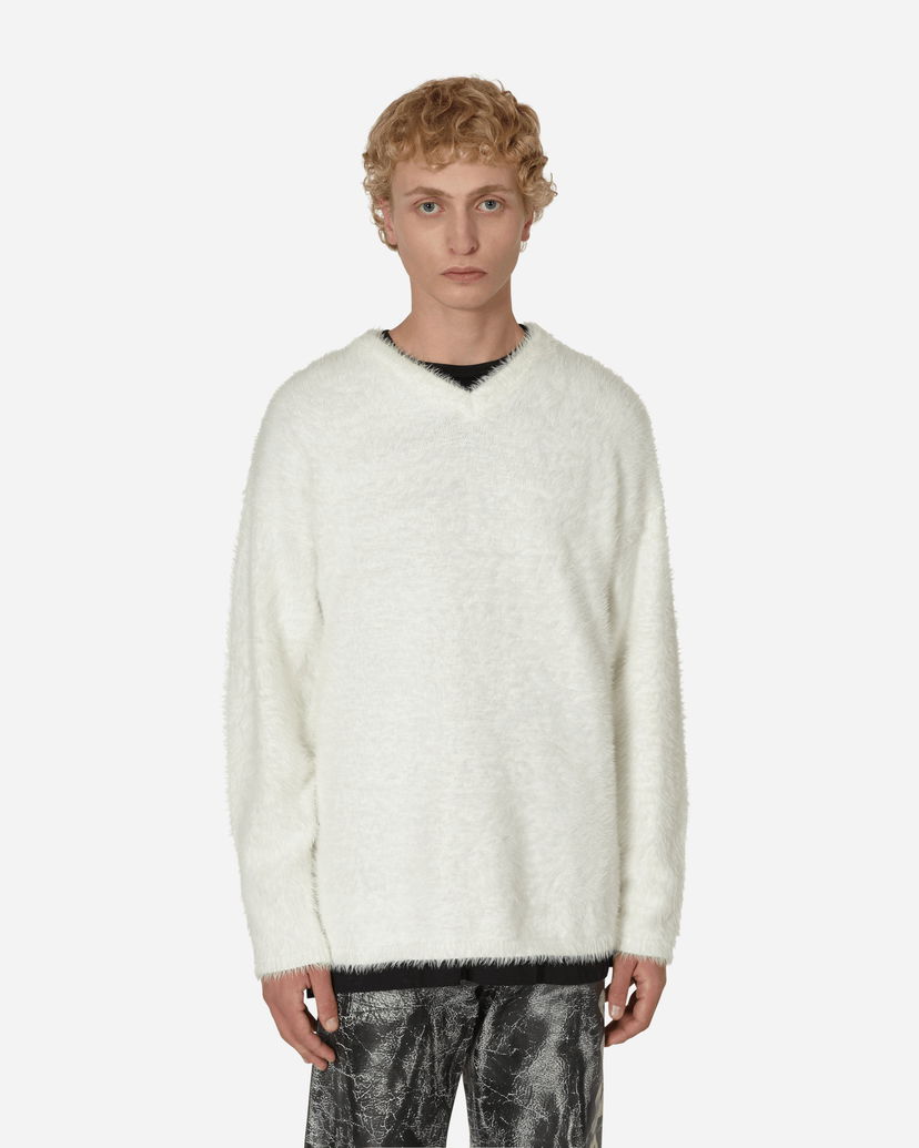 Пуловер ERL V-Neck Fuzzy Sweater Бяло | ERL05N010 1