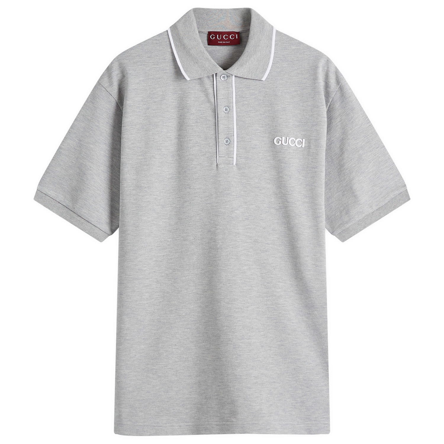 Поло тениска Gucci Stretch Cotton Polo Shirt with Short Sleeves, Size Small Сиво | 806250-XJG3H-1160, 0