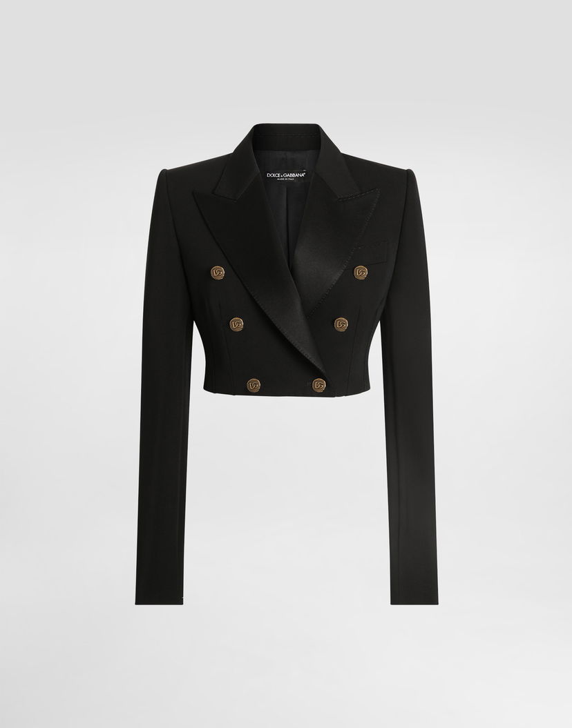 Яке Dolce & Gabbana Dolce & Gabbana Double-breasted Wool Gabardine Jacket Черно | F299YTFU2OWN0000
