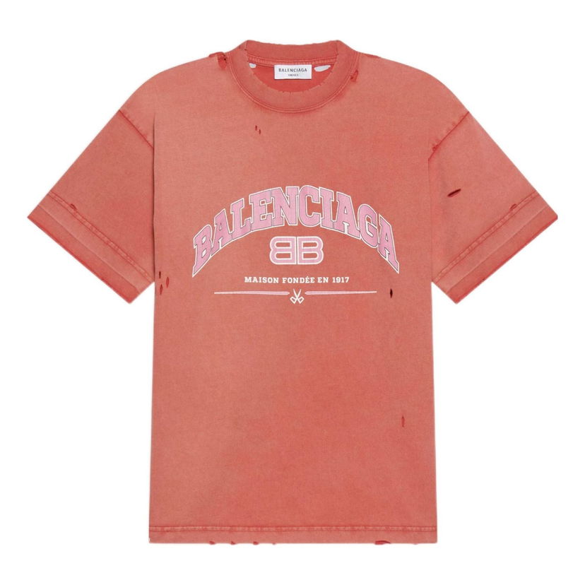 Тениска Balenciaga Maison T-Shirt Medium Fit Червено | 612966TLVJ16441