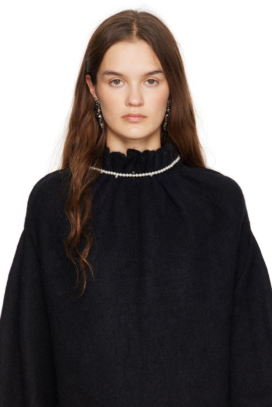 Колие Simone Rocha Simone Rocha Pearl & Crystal Dagger Choker Necklace Бяло | NKS65 0913, 1