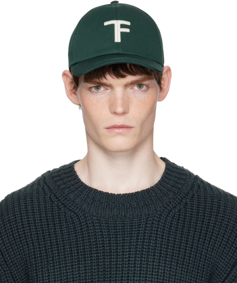 Шапка с козирка Tom Ford TOM FORD Brushed Cotton Baseball Cap Зелено | MH004-TCN057G