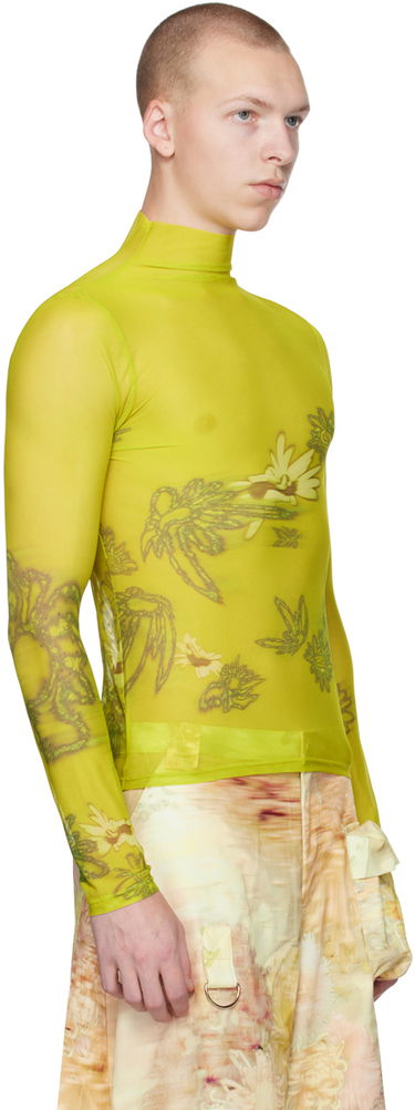 Пуловер Collina Strada Collina Strada Thumbtastic Floral Print Mesh Turtleneck Зелено | XX3340, 1