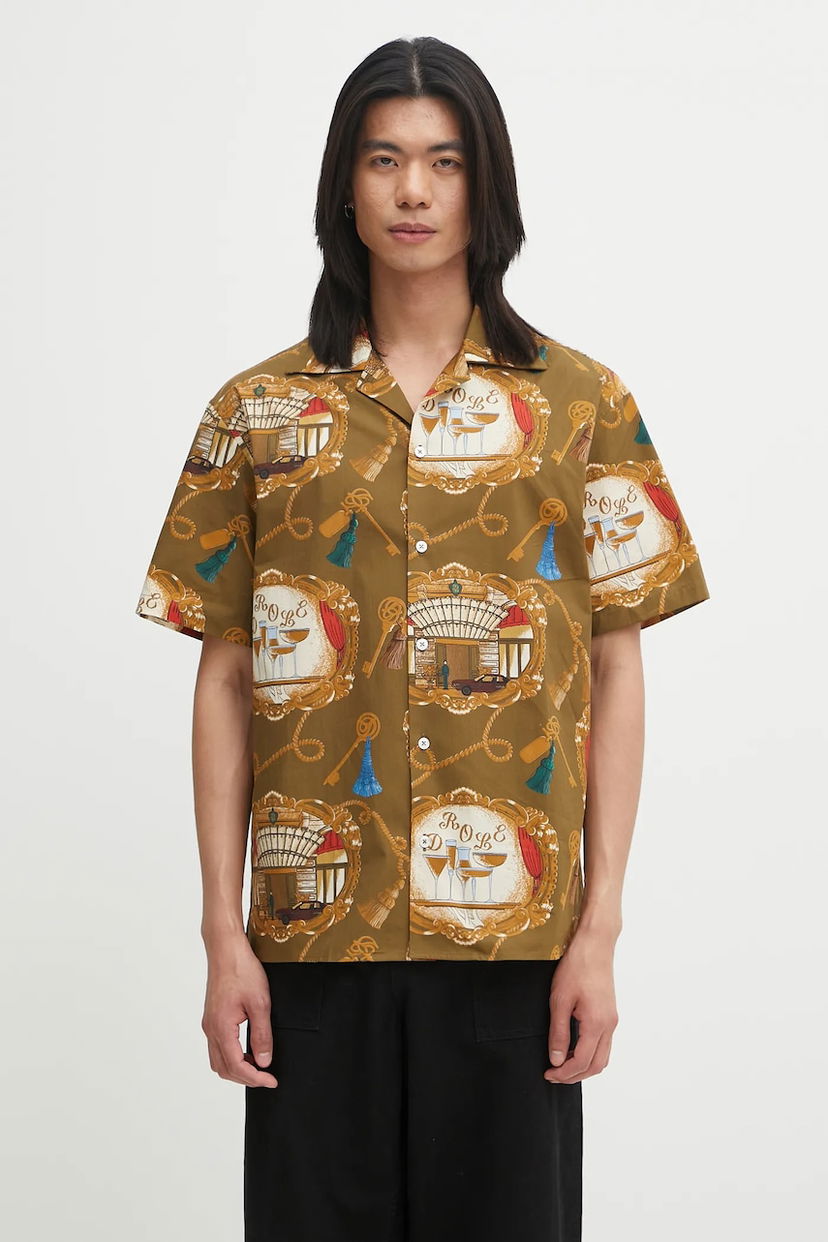 Риза Drôle de Monsieur Drôle de Monsieur La Chemise Grand HUtel Regular Fit Shirt Кафяво | H.SH228.LI010