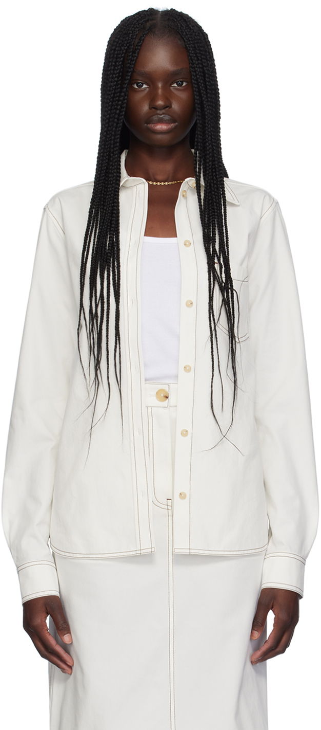 Риза TOTEME TOTEME Petite Tumbled Cotton Shirt Бяло | 243-WRT0341-FB0104, 0